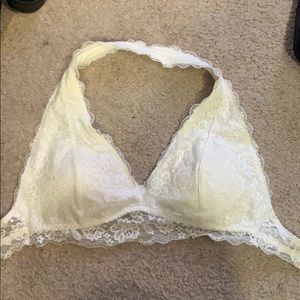 white lace halter bralette